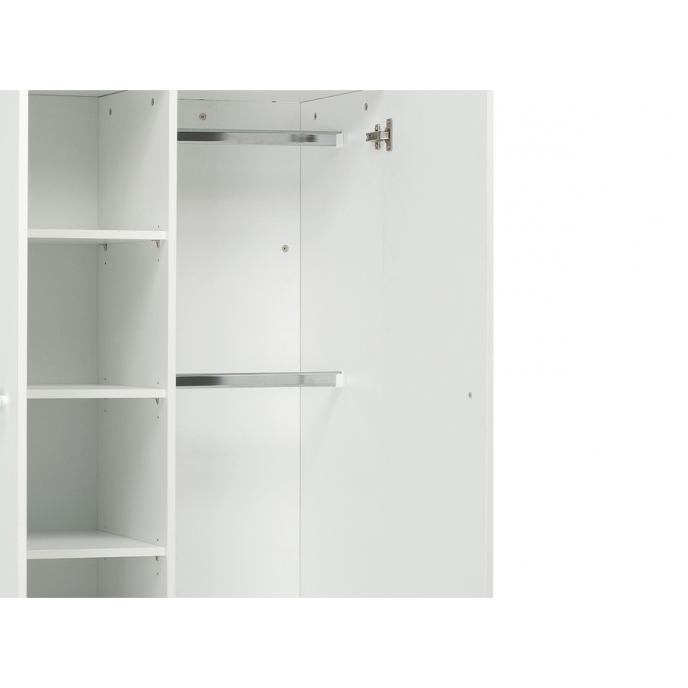 Large compartments with adjustable shelves and two hanging bars