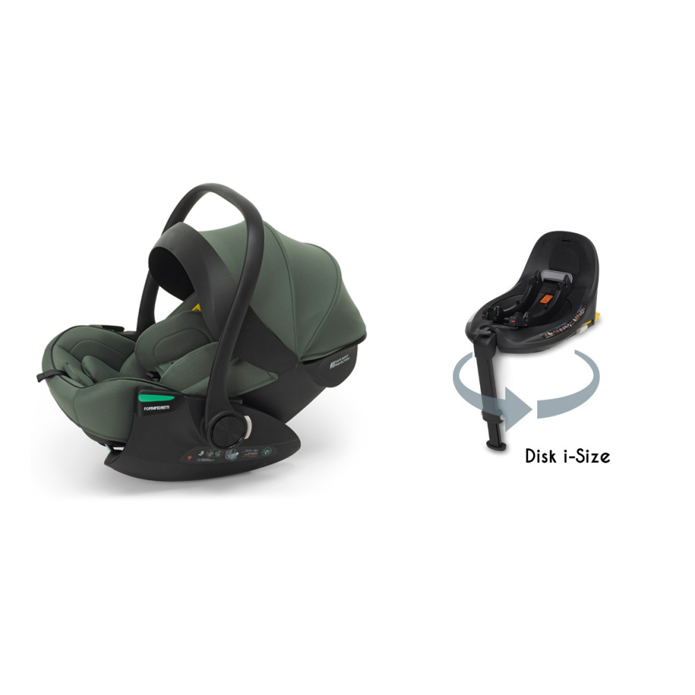 Disk Infant rekline i-Size, utilizzabile dalla nascita  a 87 cm con la base rotante Disk i-Size (venduta separatamente)