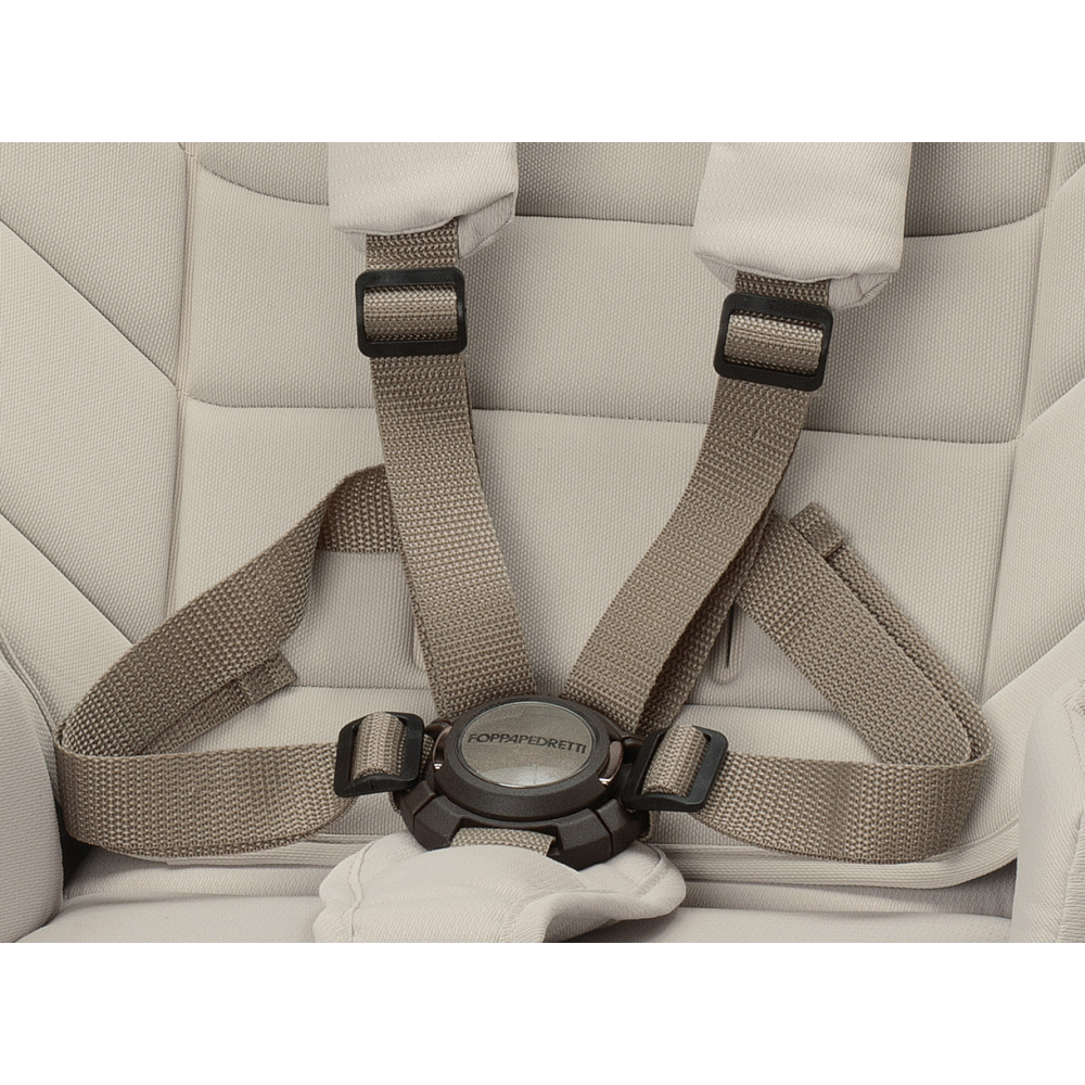 Aggancio facilitato con sistema “Easyclose” e posizionamento del bambino facilitato. Riduttore primi mesi extra comfort