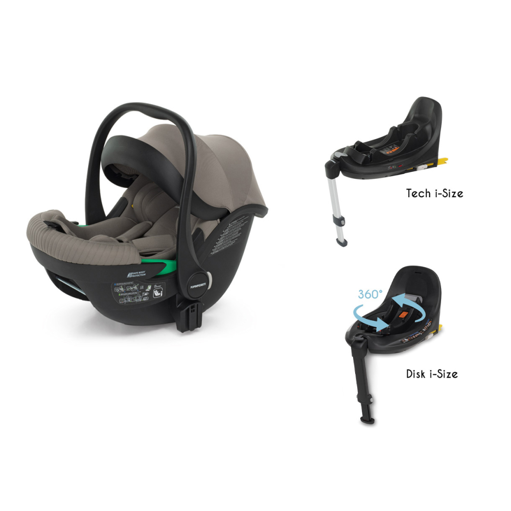 Kombinierbar mit der Tech i-Size-Basis und der drehbaren Disk i-Size-Basis (separat erhältlich)