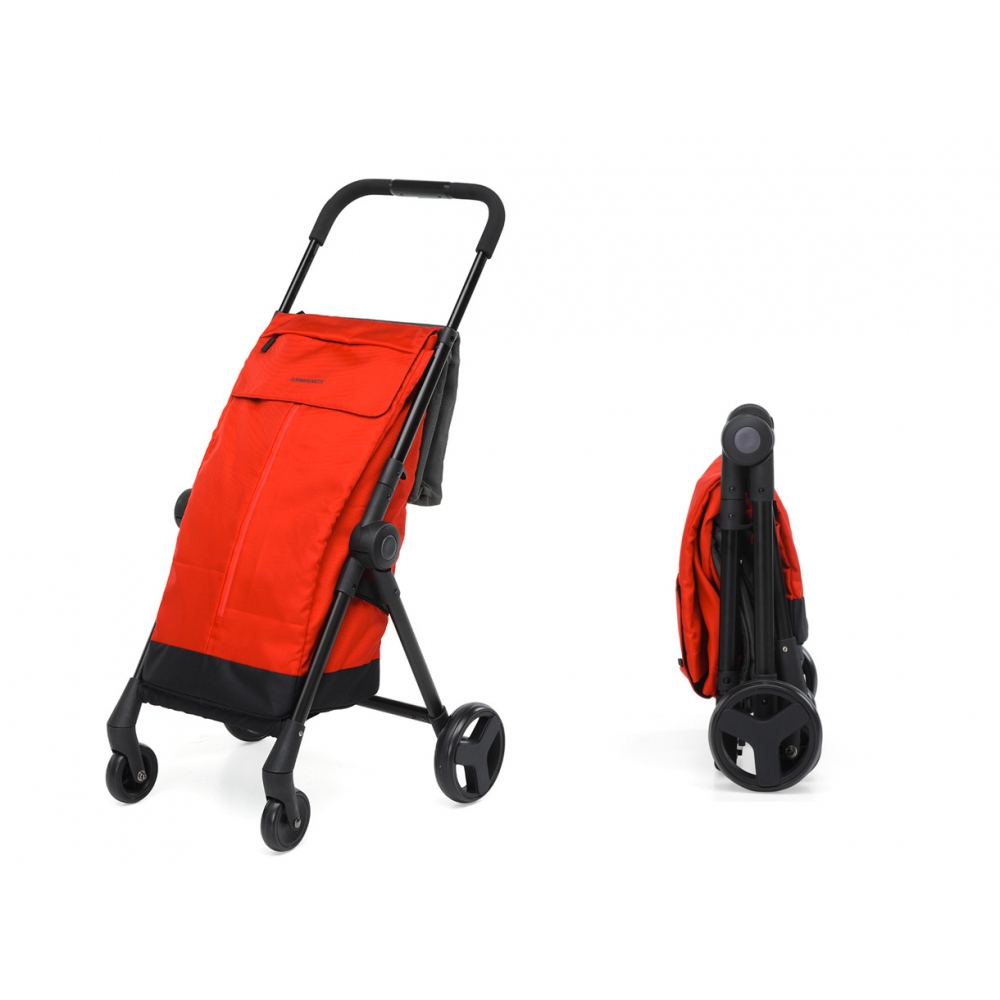 Foldable shopping trolley with side reflectors