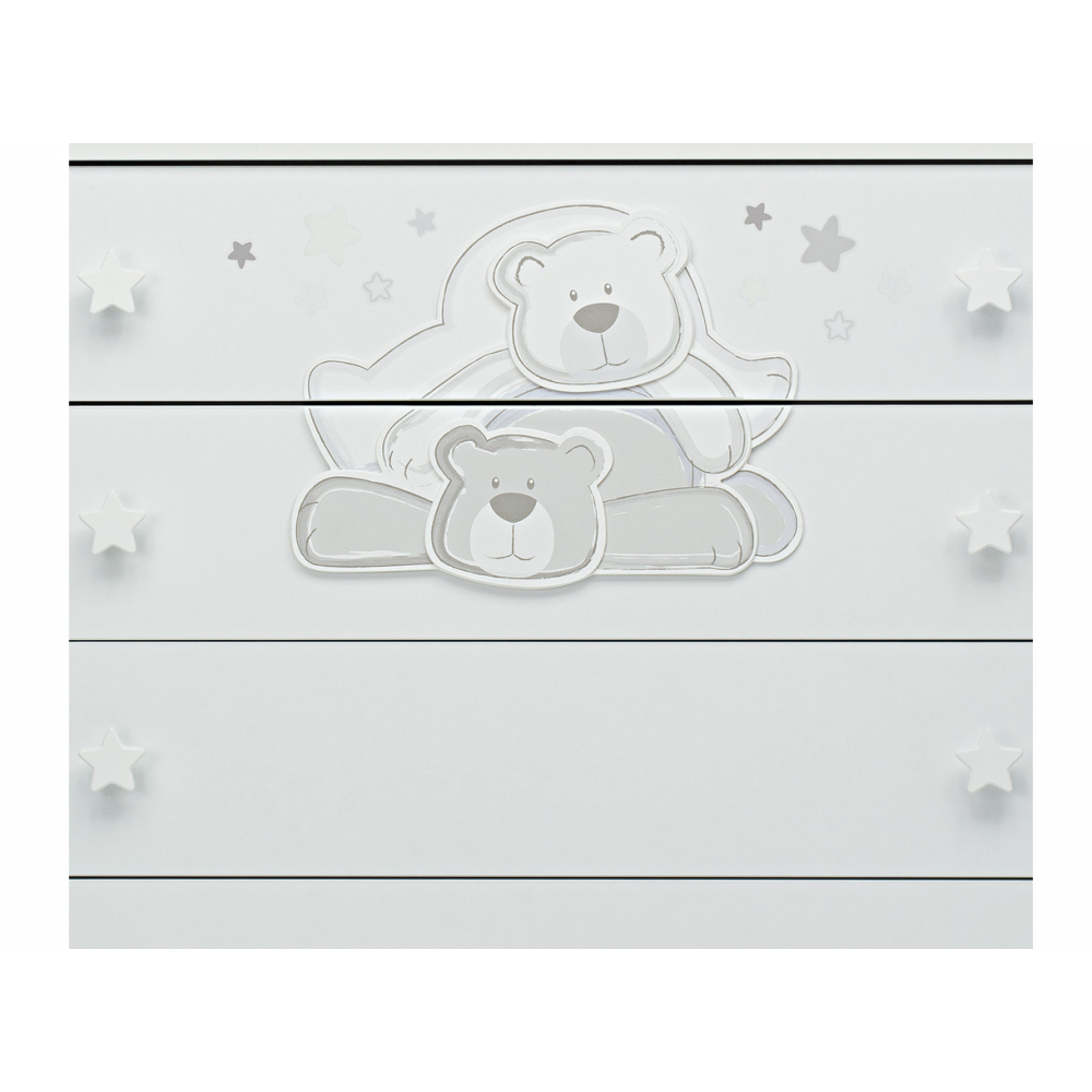 Chest of drawers in white colour decorated with cute playful little bears