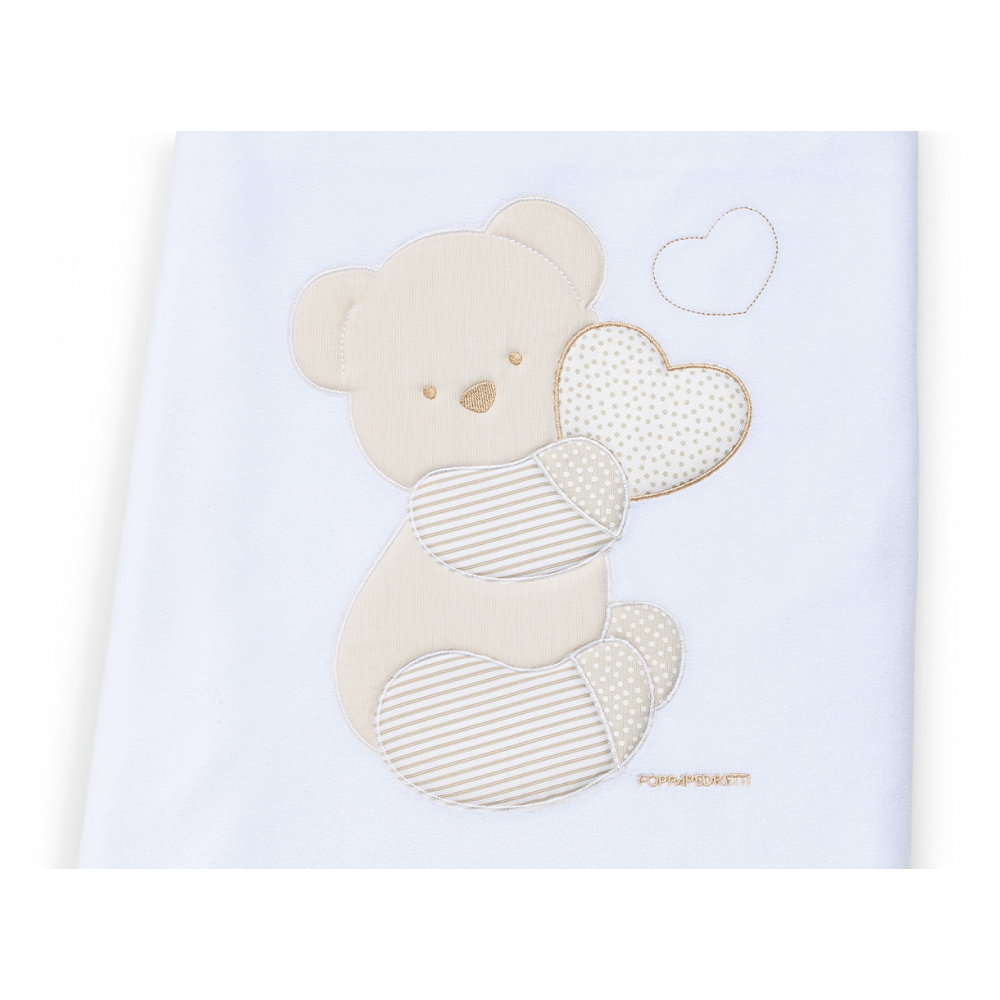 Embroidered with the teddy bear and heart