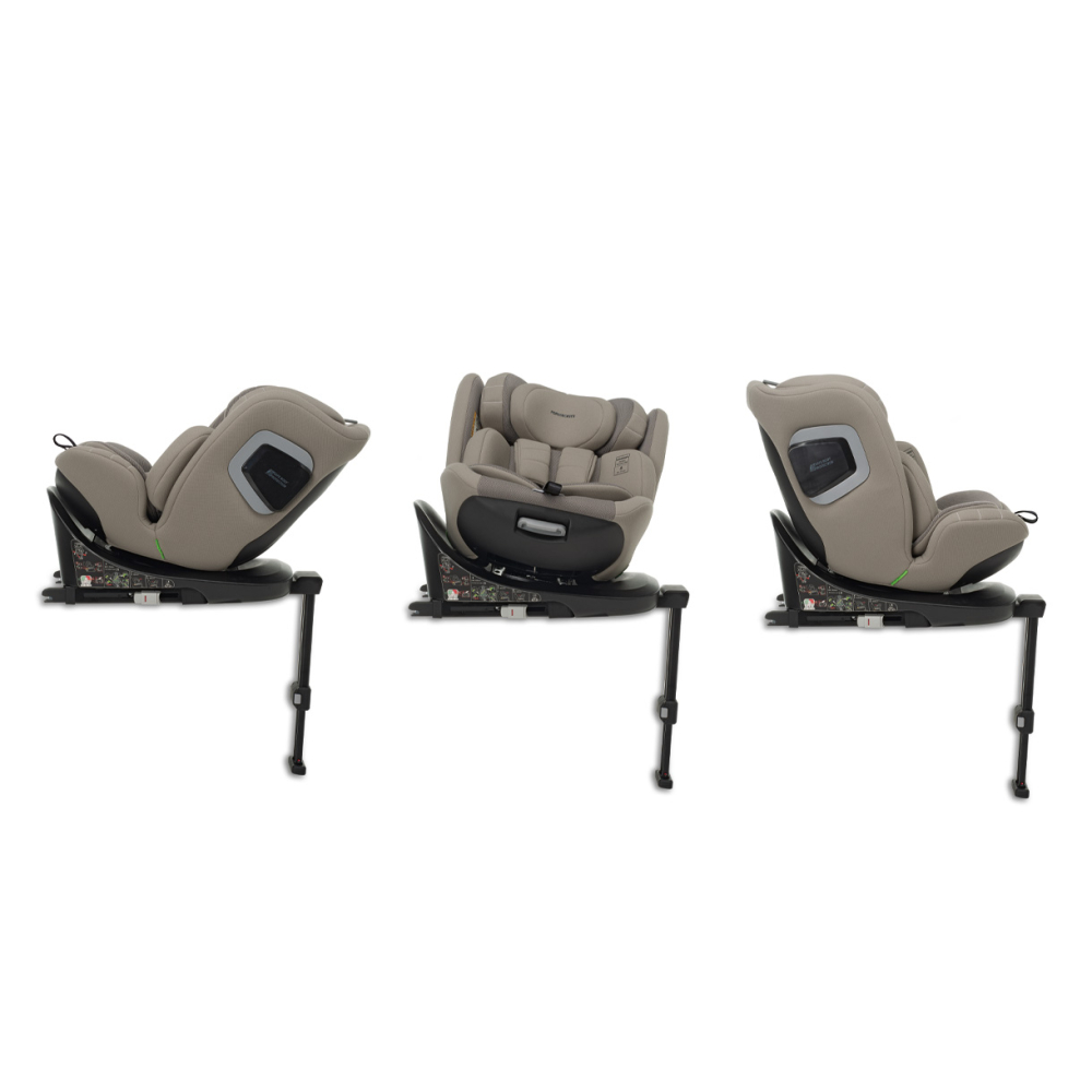 The seat can be rotated towards the car door to allow parents to position their child easily