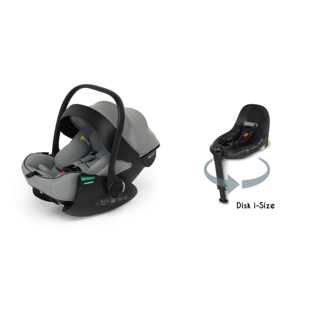 Disk infant rekline i-Size, utilizzabile dalla nascita a 87 cm con la base rotante Disk i-Size (articoli venduti separatamente)